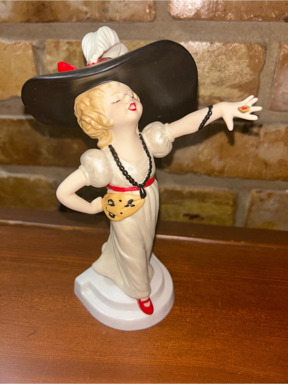 Home Interiors Black, Cream & Red Girl Figurine Accent